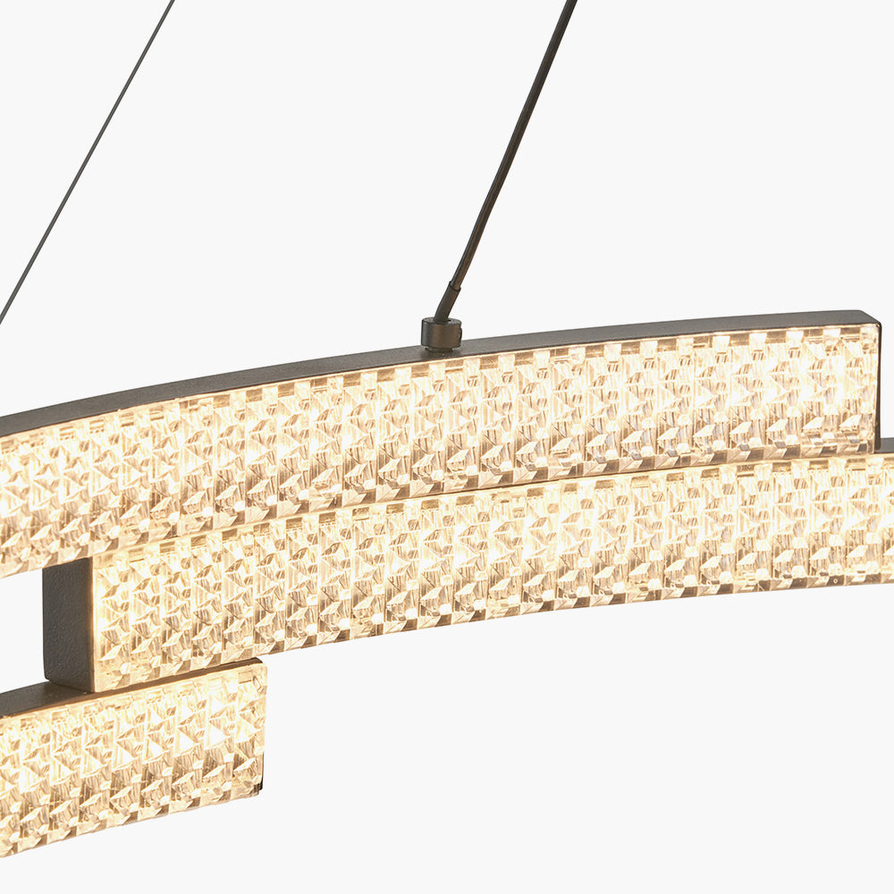 Sienna Matte Black & Crystal LED Ring Pendant Light